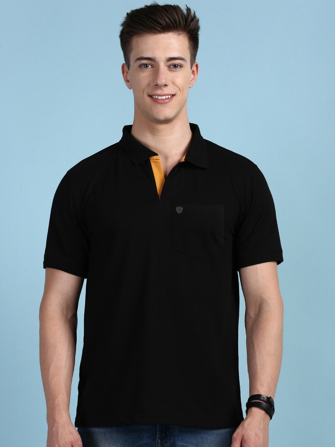 

Lux Cozi Polo Collar Short Sleeves Casual T-shirt, Black