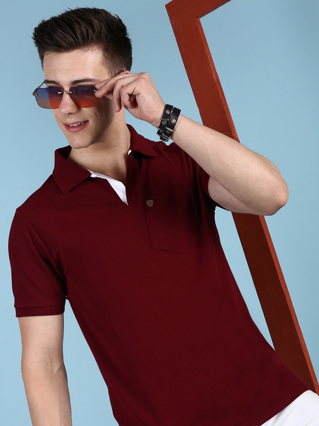 

Lux Cozi Polo Collar Short Sleeves Casual T-shirt, Maroon