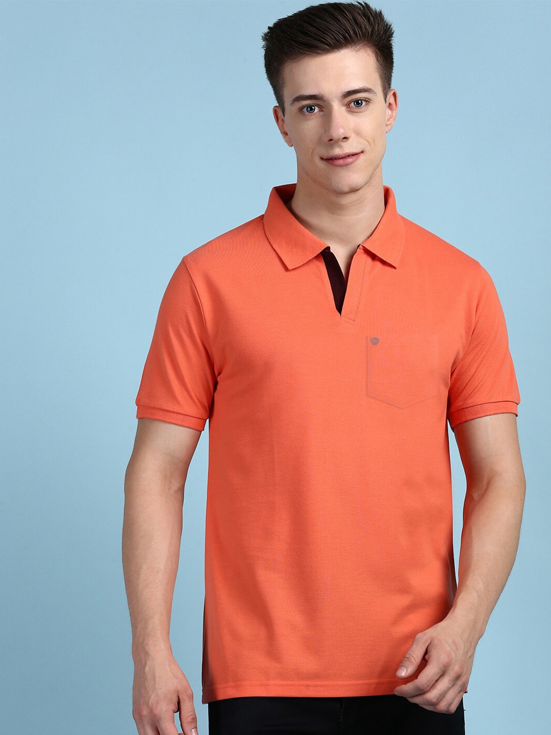

Lux Cozi Polo Collar Short Sleeves Casual T-shirt, Orange