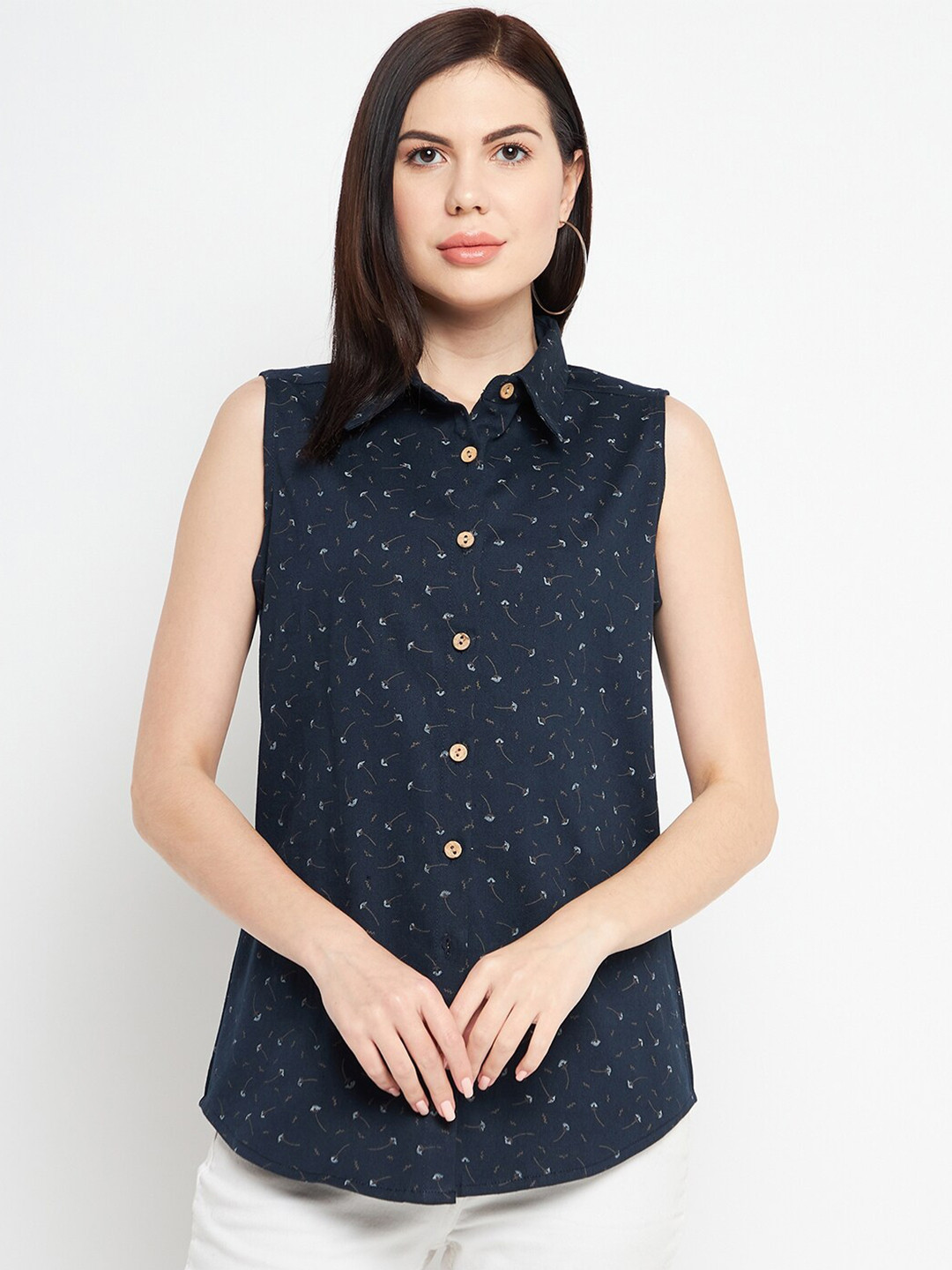 

Ruhaans Classic Printed Casual Shirt, Navy blue