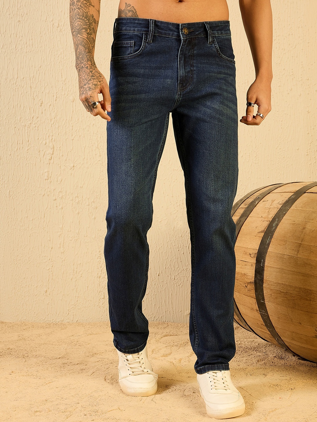 

Kook N Keech Men Navy Blue Jean Slim Fit Clean Look Stretchable Jeans