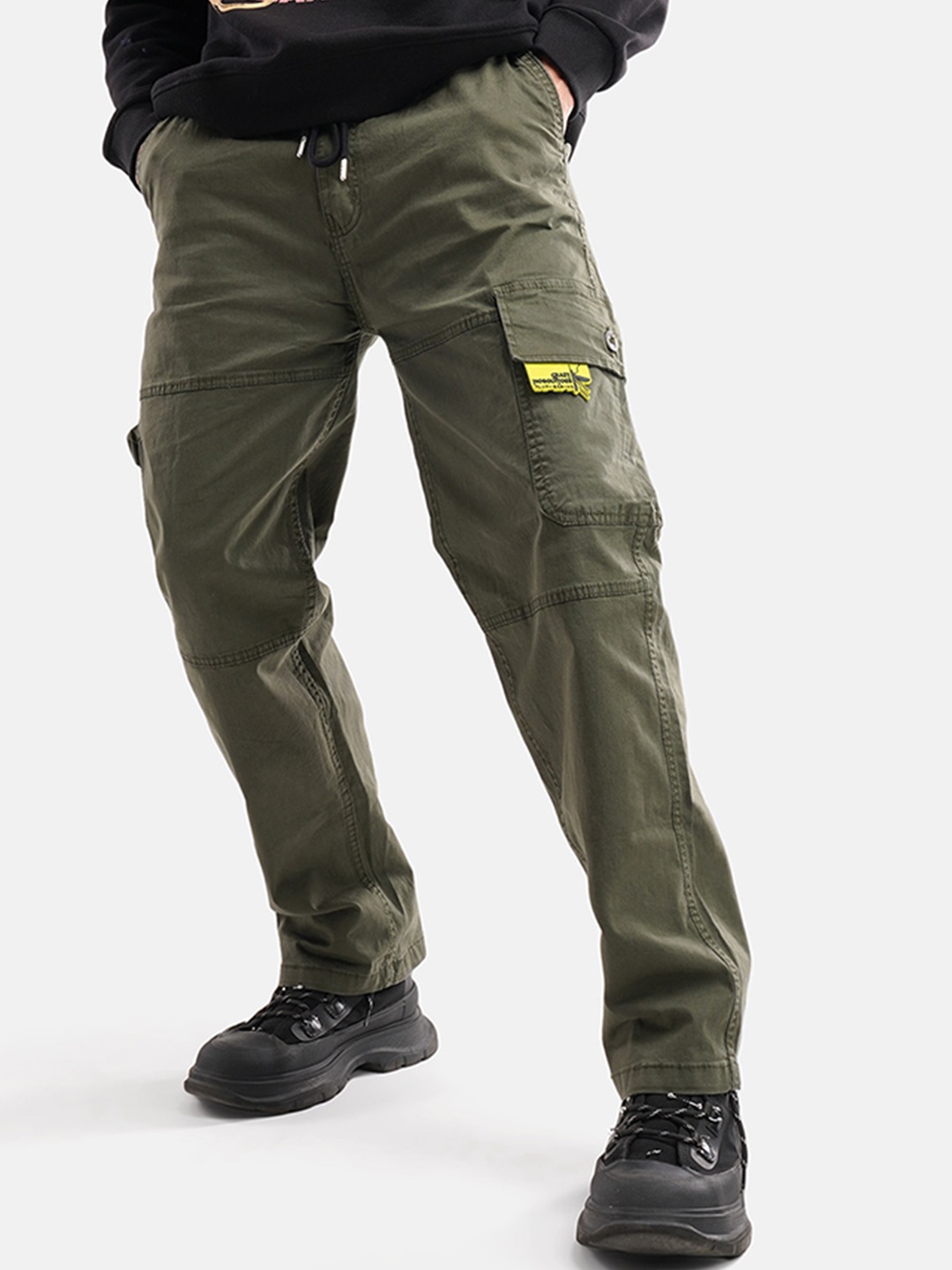 

Crazy Mosquitoes Men Washed Relaxed Cotton Cargos, Olive