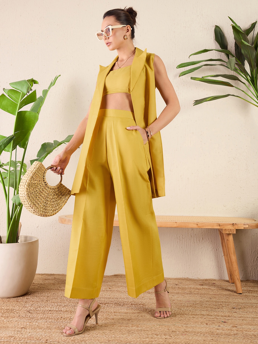 

Uptownie Three Piece Linen Co-ord Set, Yellow