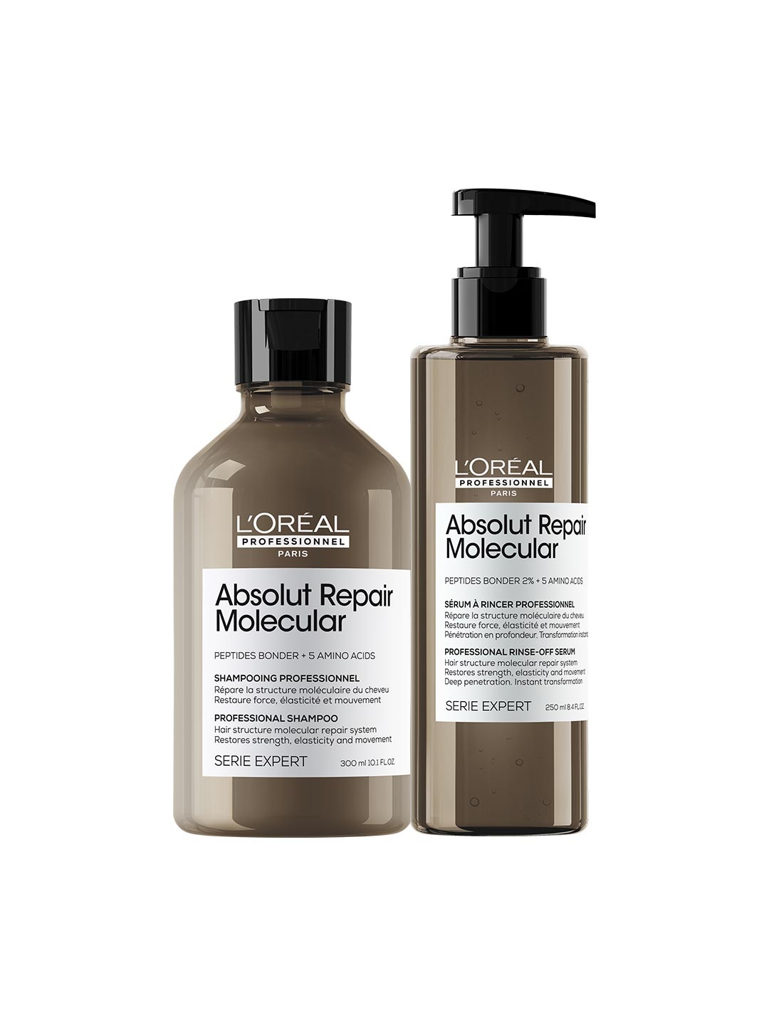 

LOreal Professionnel Set of Absolut Repair Molecular Hair Rinse-Off Serum & Shampoo, Brown