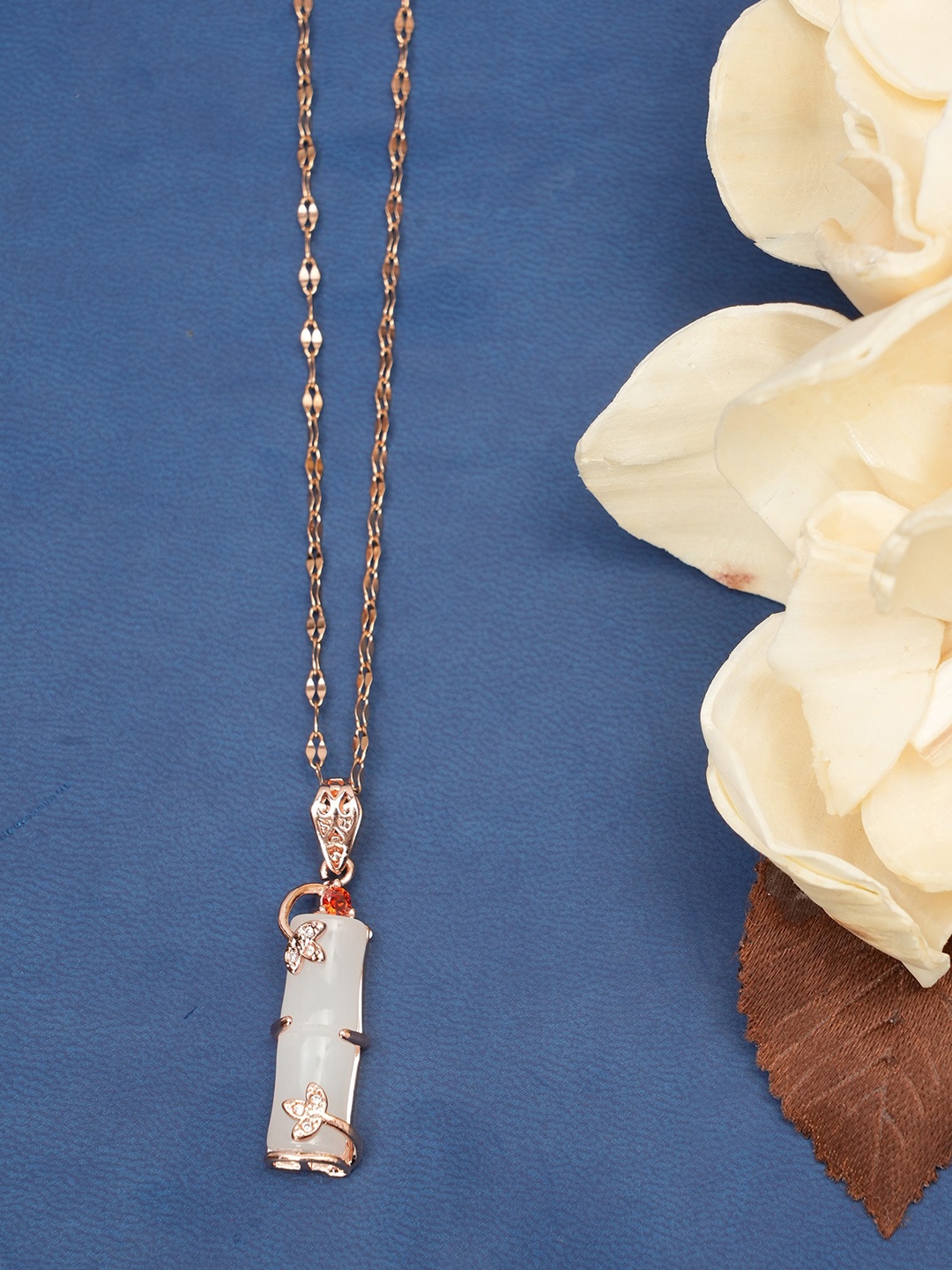 

Designbox Rose Gold-Plated Stones Studded Minimal Chain