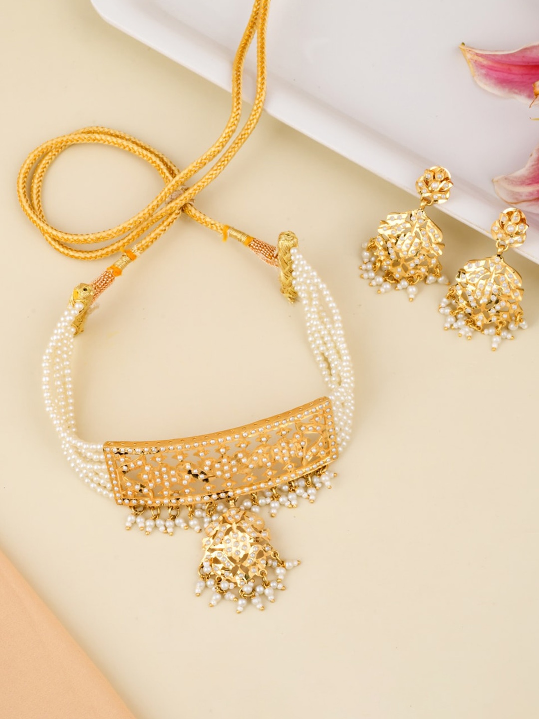 

Designbox Beaded Jadua Jewellery Set, Gold