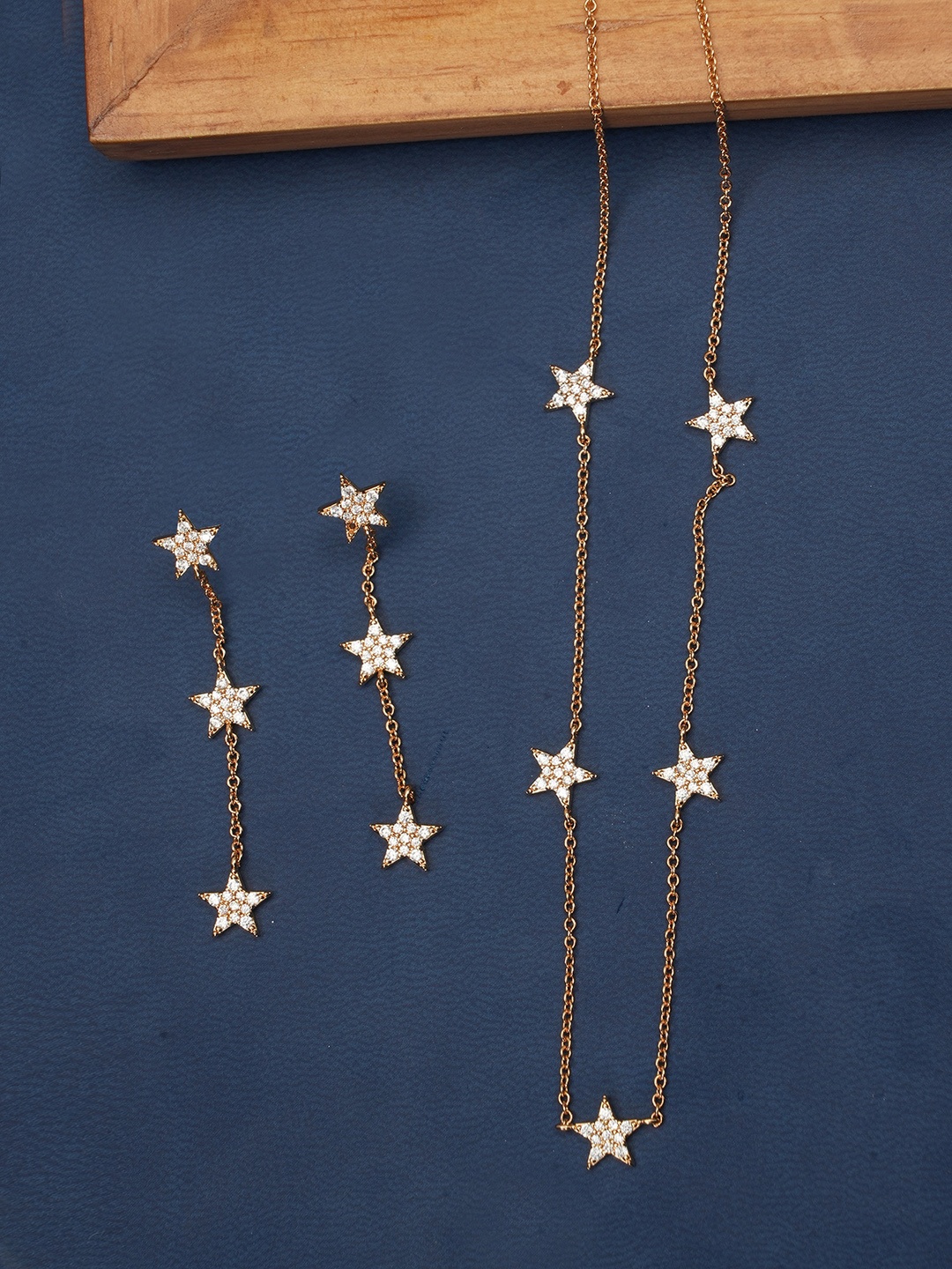 

Designbox Cubic Zirconia Studded Jewellery Set, Gold