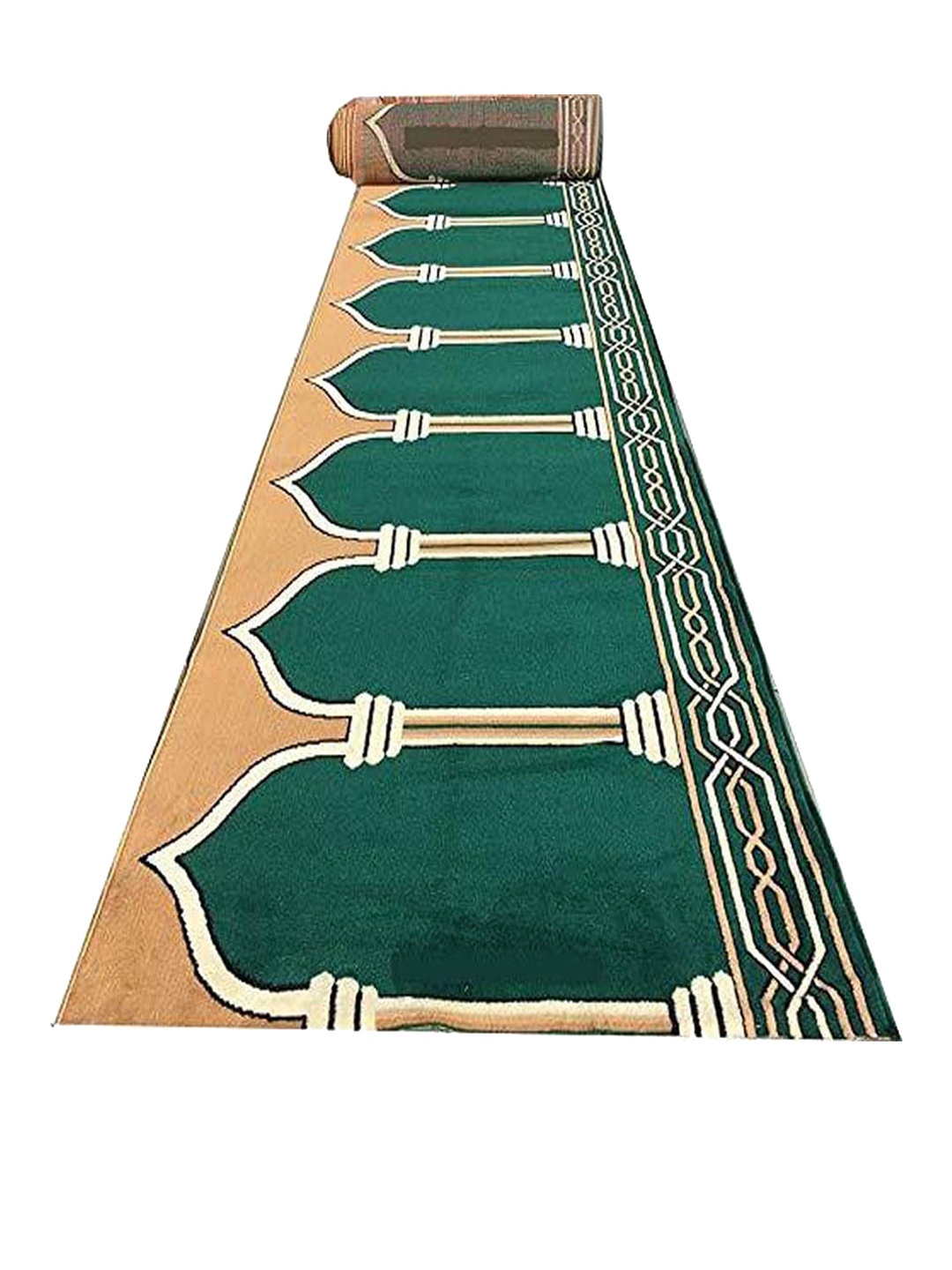 

F & B RUGS Green Ethnic Motifs Anti-Skid Carpet
