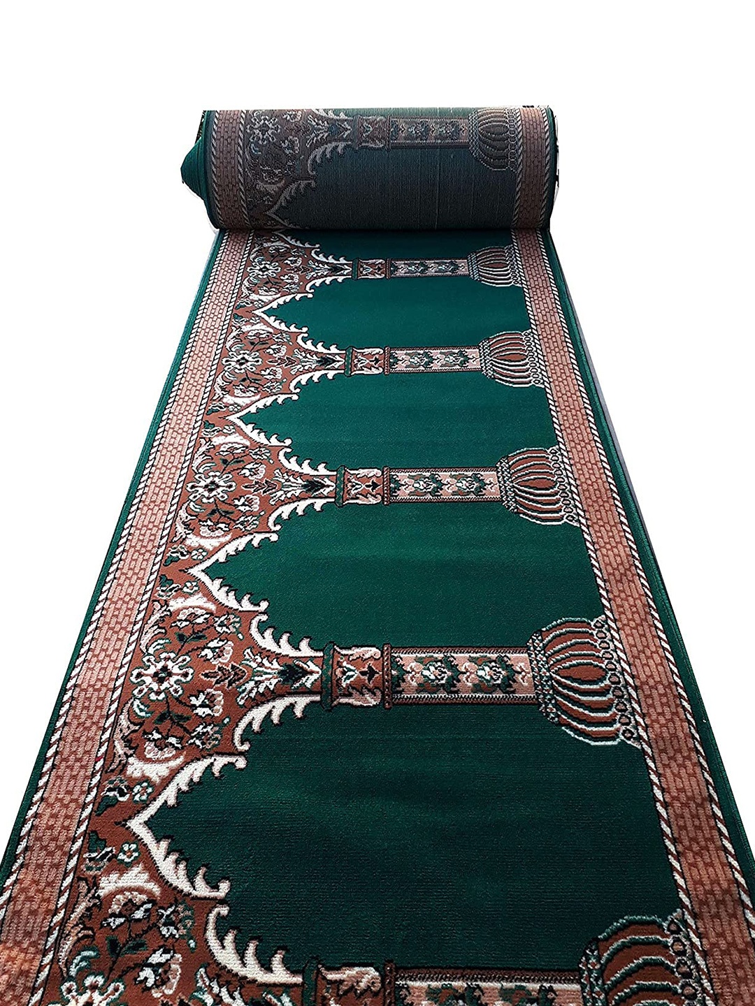 

F & B RUGS Green Ethnic Motifs Anti-Skid Carpet