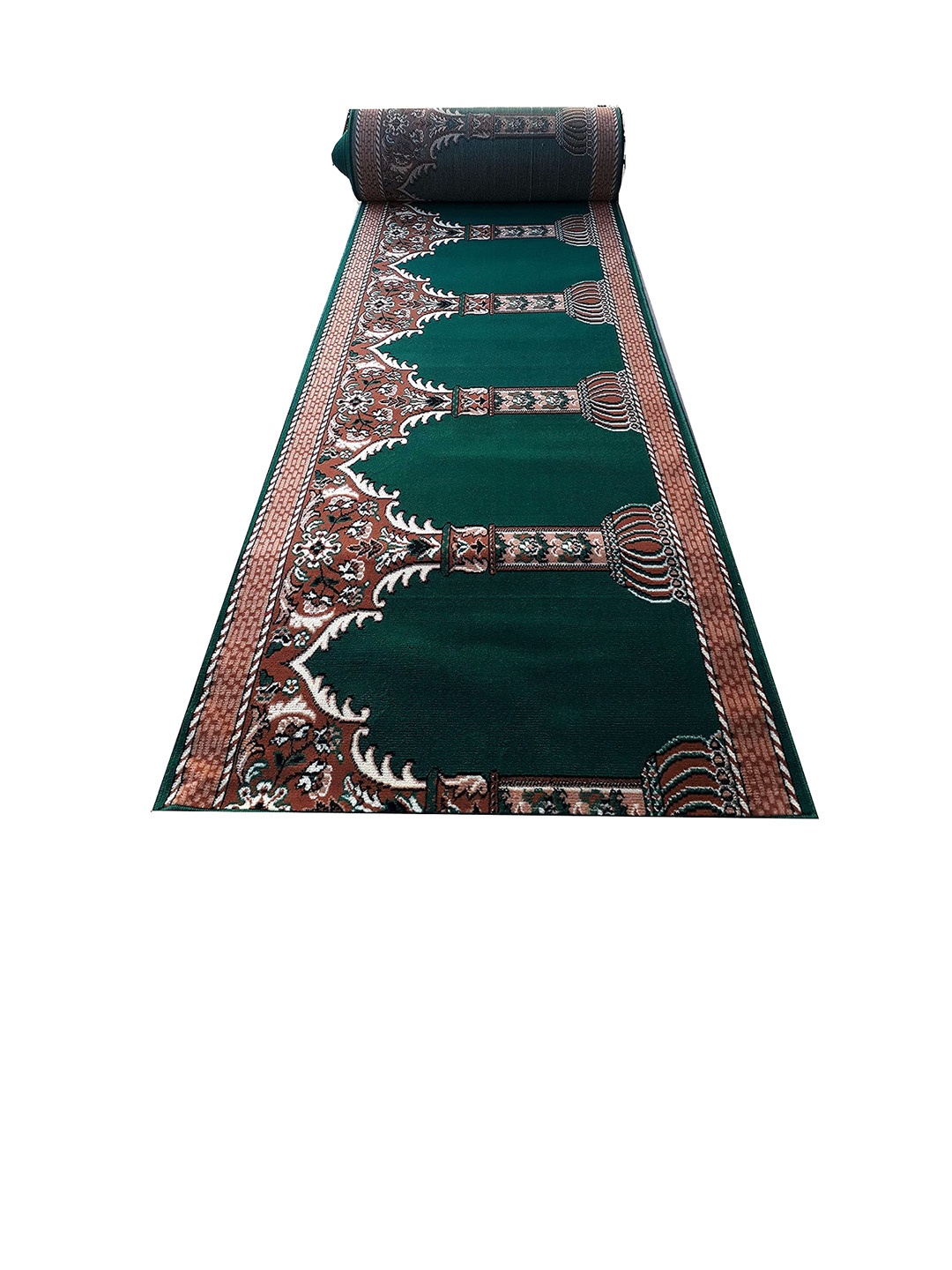 

F & B RUGS Green Ethnic Motifs Anti-Skid Carpet