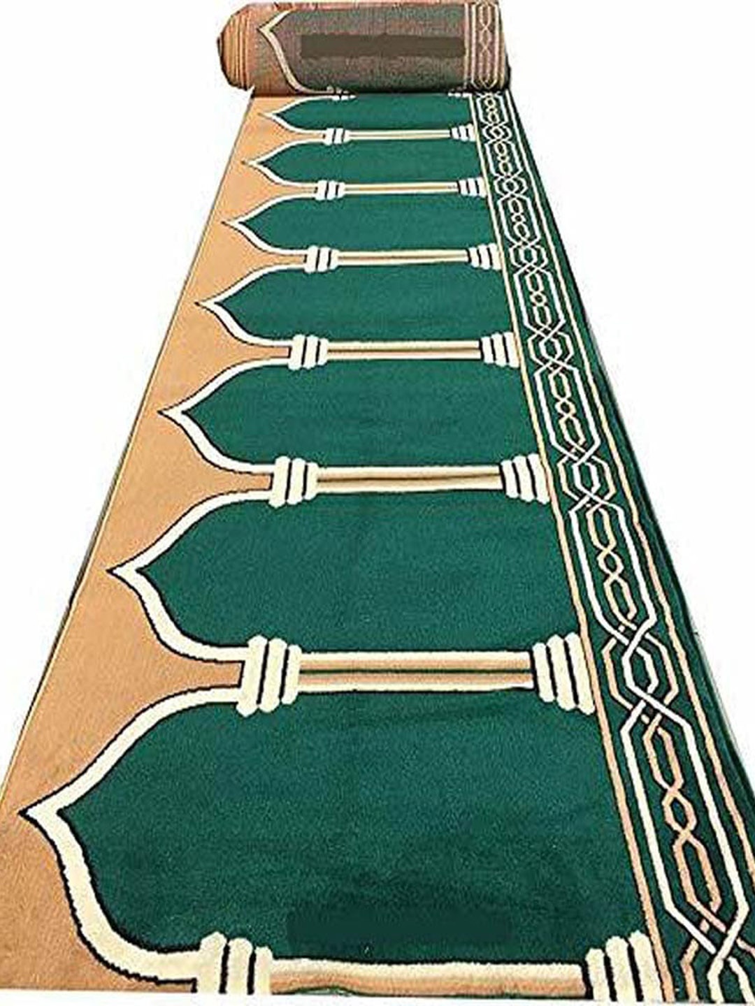 

F & B RUGS Green & Brown Ethnic Motifs Printed Anti-Skid Carpet
