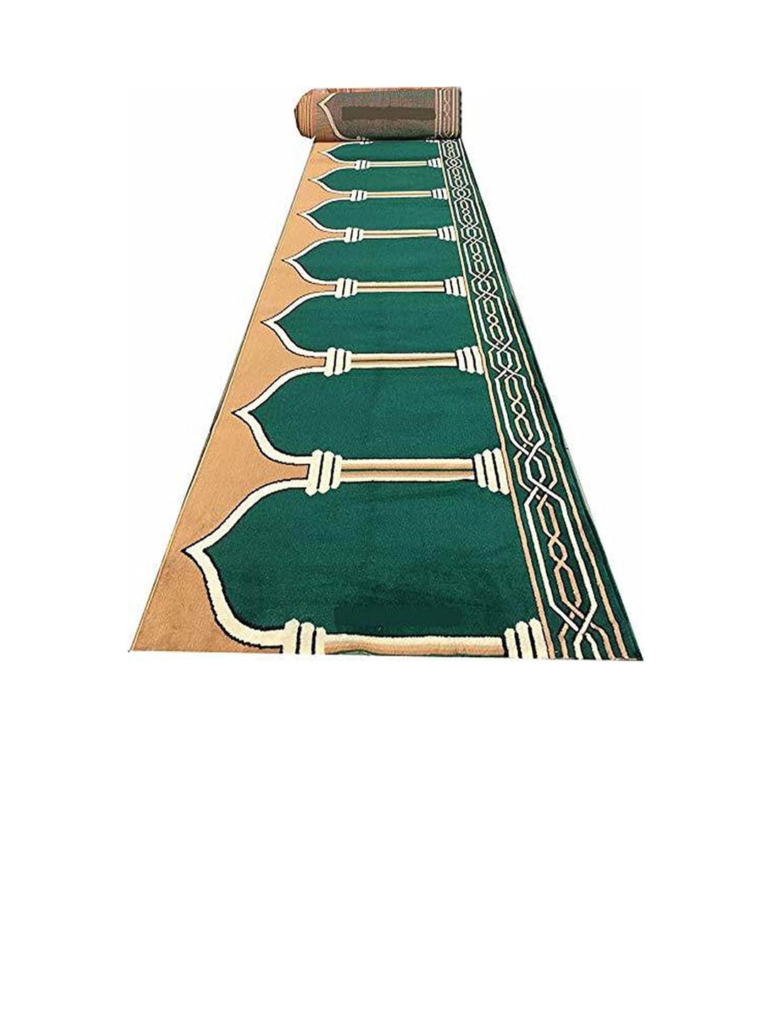 

F & B RUGS Green & Brown Ethnic Motifs Printed Anti-Skid Carpet