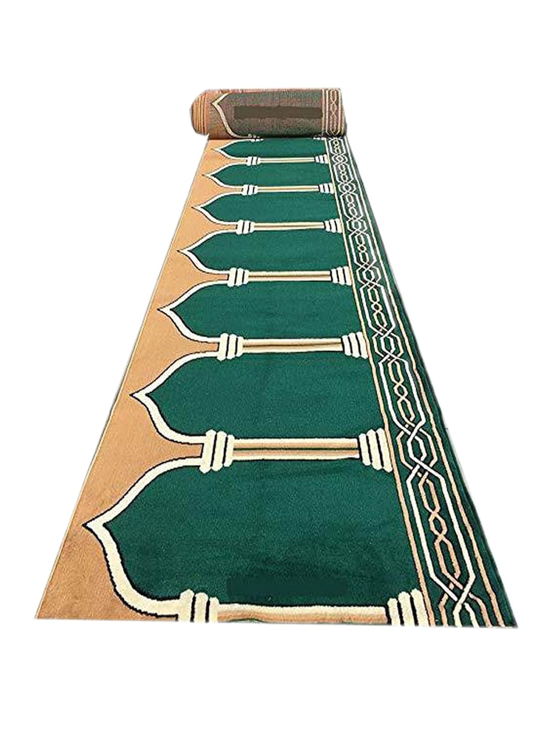 

F & B RUGS Green Ethnic Motifs Anti-Skid Carpet