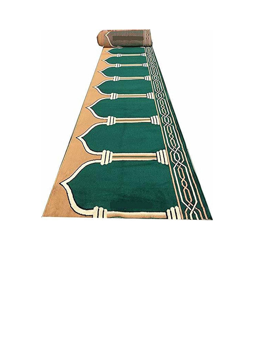 

F & B RUGS Green & Brown Ethnic Motifs Printed Anti-Skid Carpet
