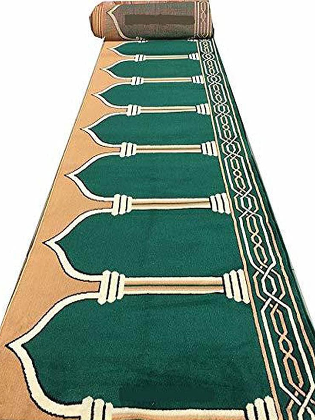 

F & B RUGS Green Ethnic Motifs Anti-Skid Carpet