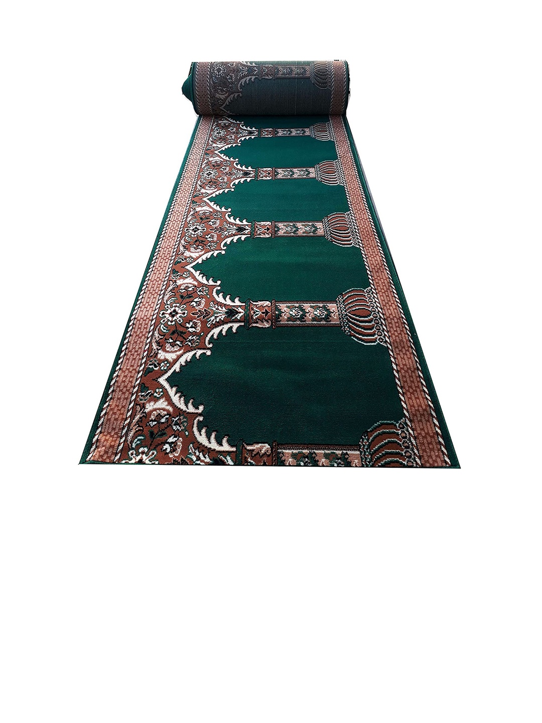

F & B RUGS Green Ethnic Motifs Anti-Skid Carpet
