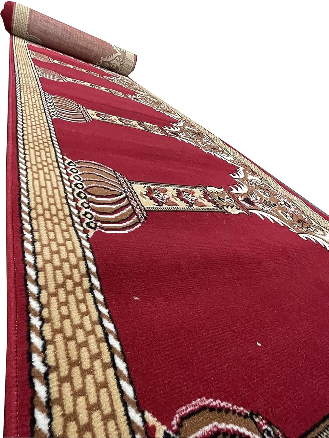 

F & B RUGS Red Ethnic Motifs Anti-Skid Carpet