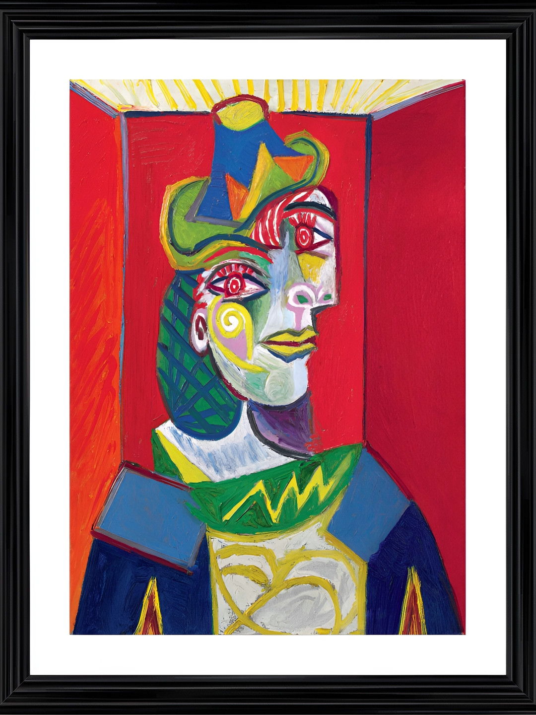 

Adventures India Red & Blue Wooden Painting Wall Art