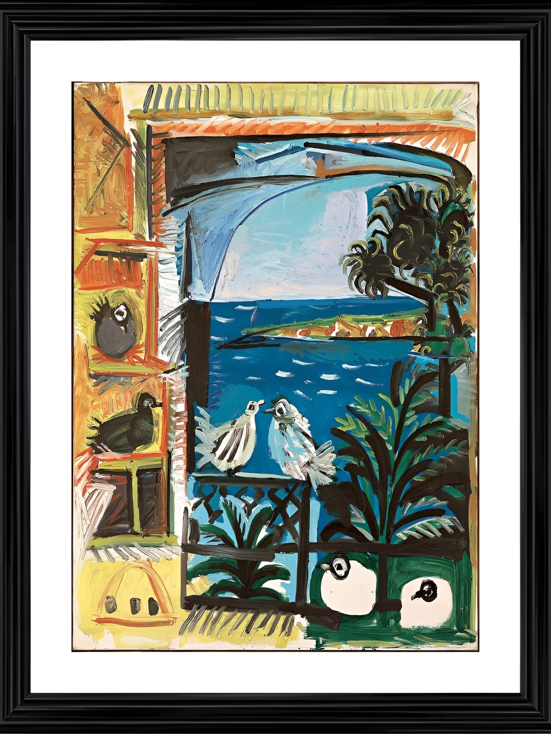 

Adventures India Beige & Blue The Pigeons & Cannes Wooden Wall Art