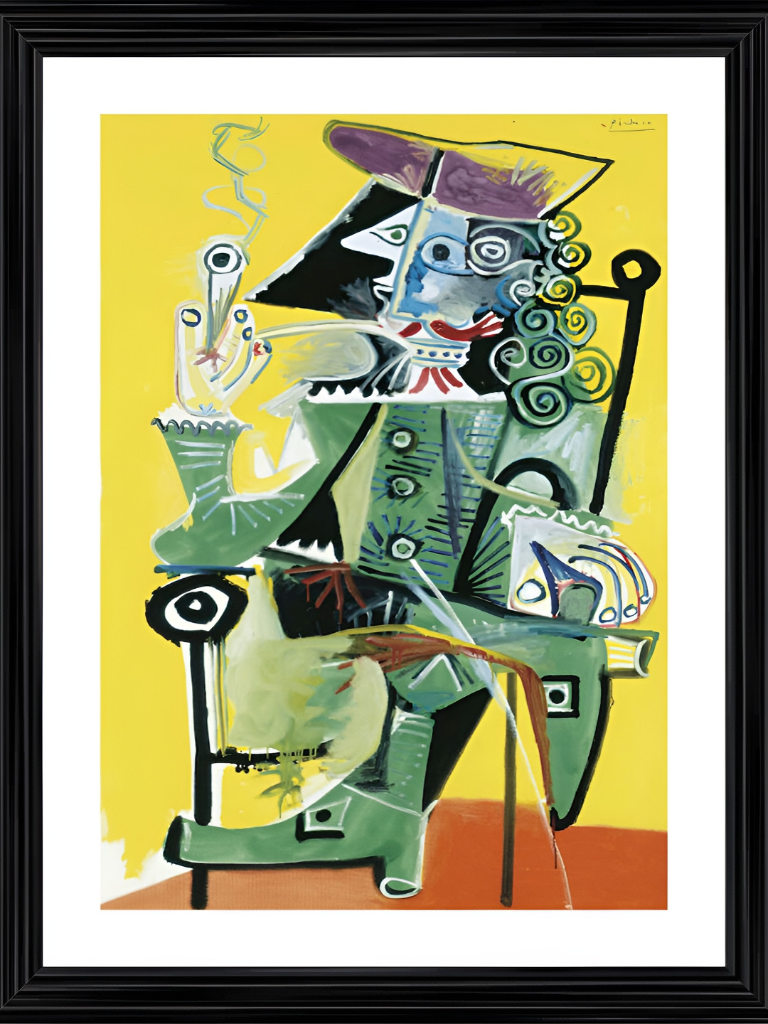 

Adventures India Green & Yellow Musketeer Wooden Painting Wall Art