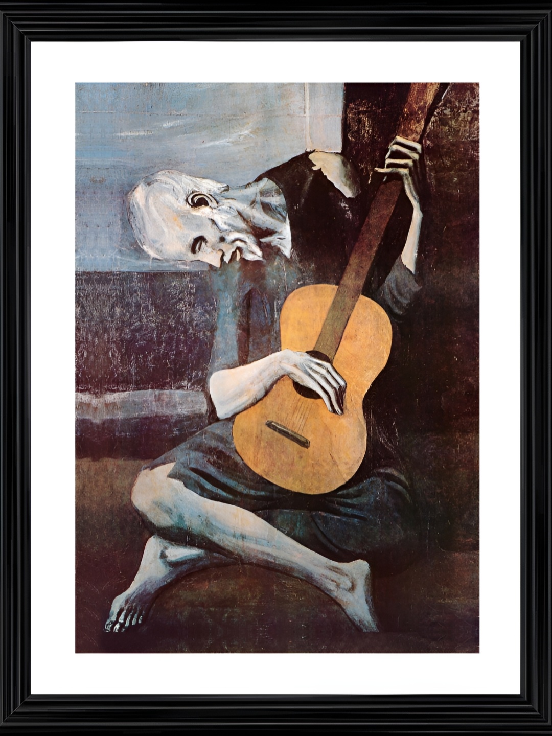 

Adventures India Grey & Brown The Old Guitarist Wooden Wall Art