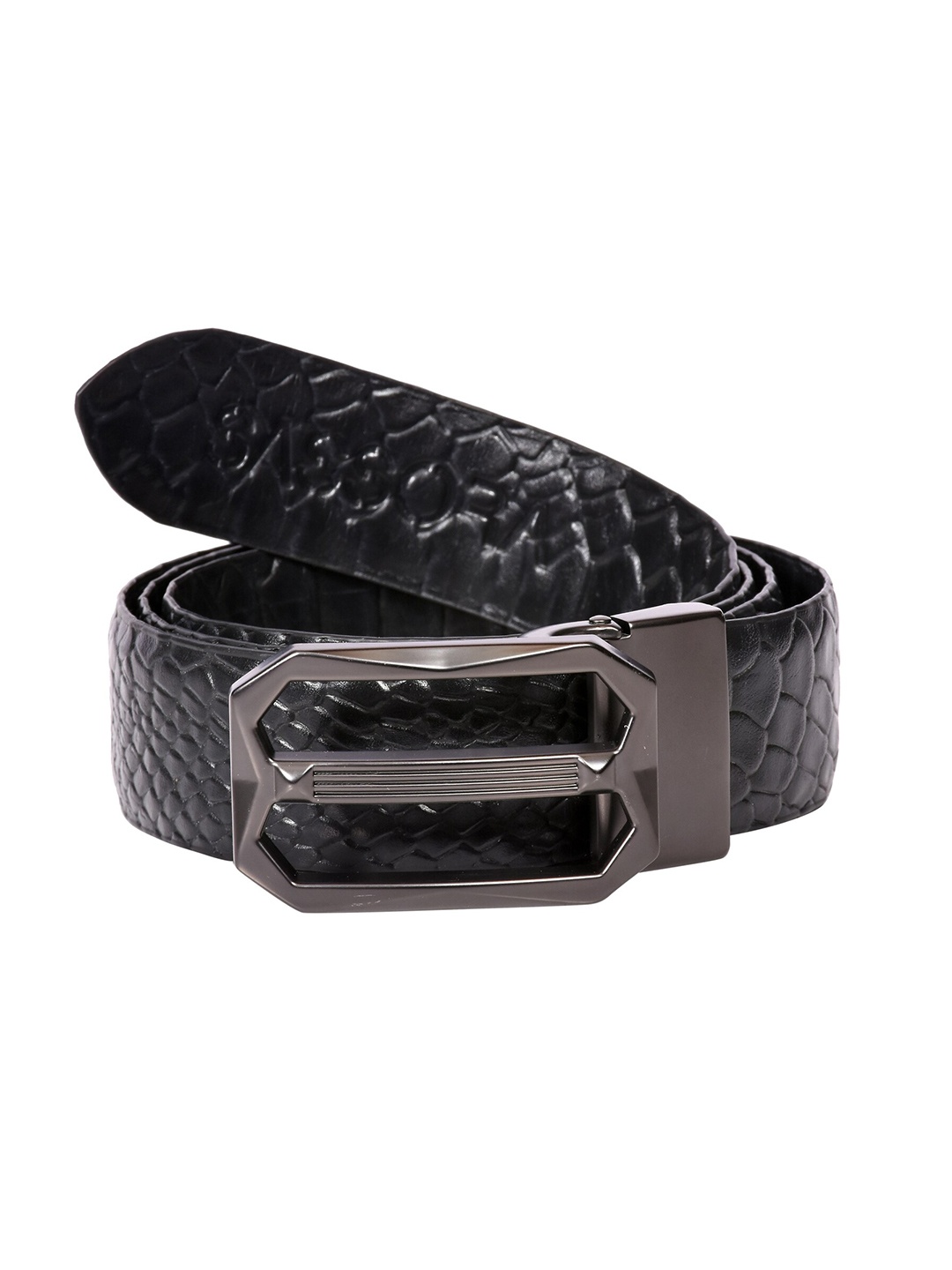 

Sassora Men Textured Leather Reversible Belt, Black