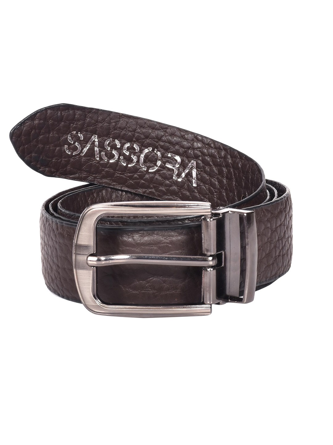 

Sassora Men Textured Leather Reversible Belt, Brown