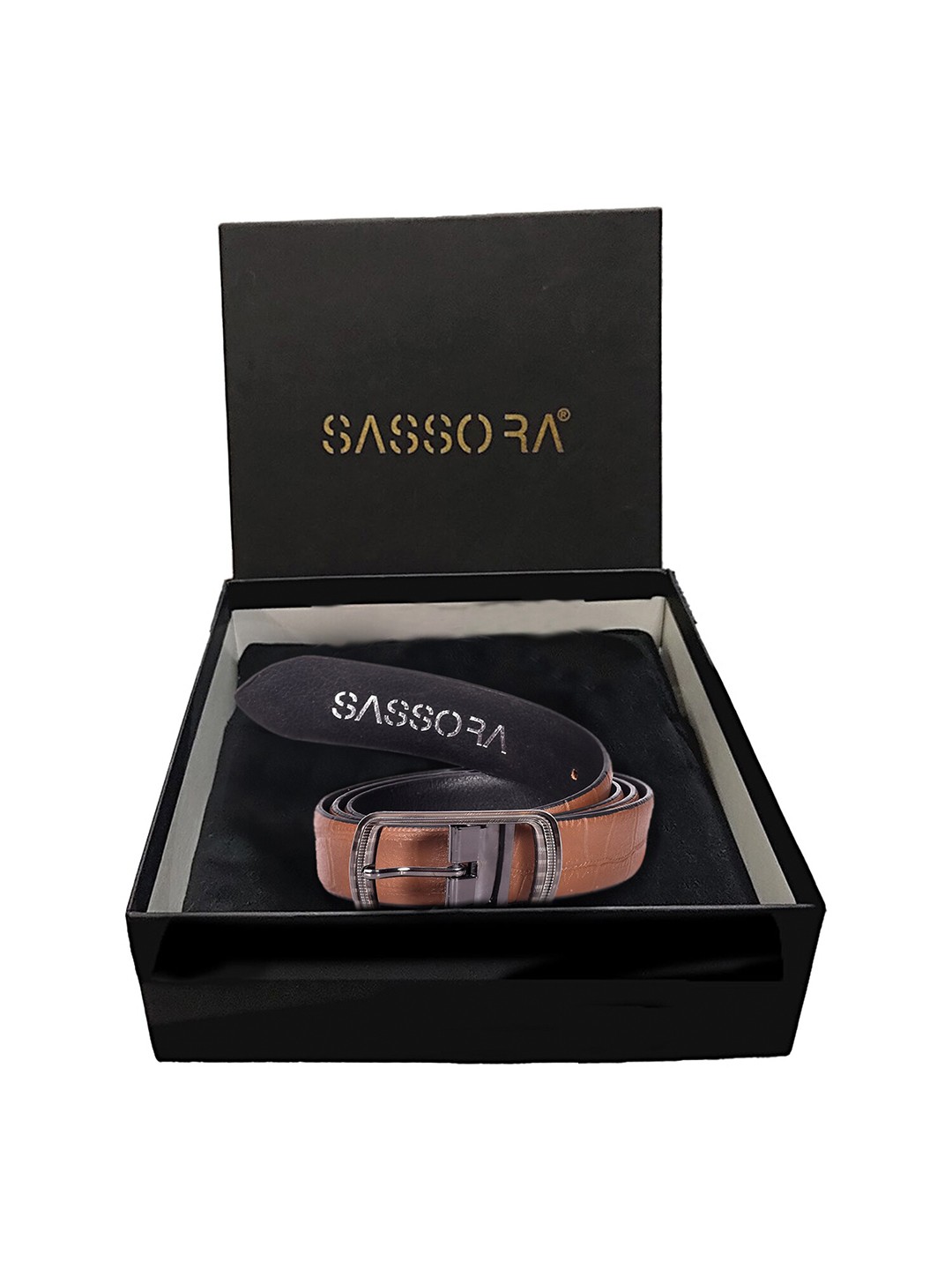 

Sassora Men Leather Reversible Belt, Brown