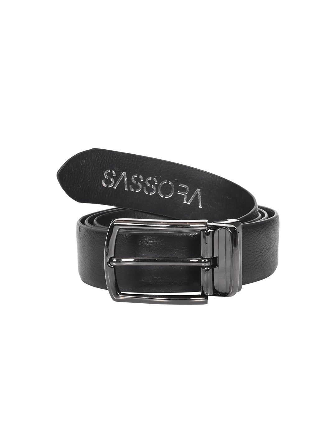 

Sassora Men Textured Leather Reversible Formal Belt, Black