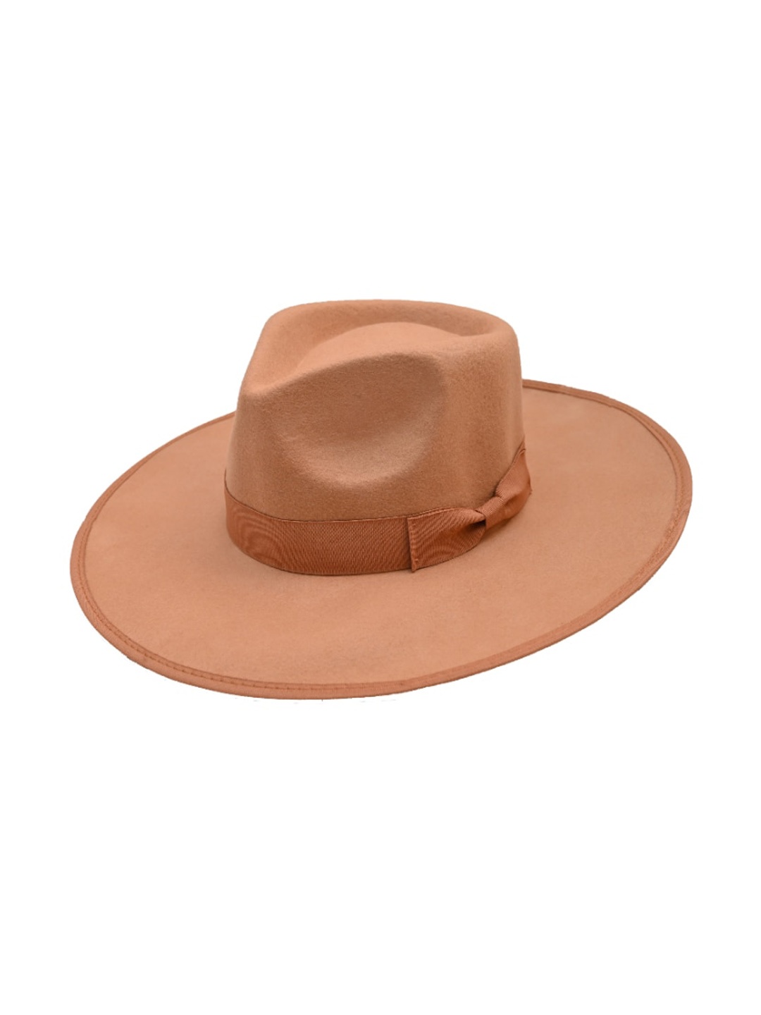 

MYARAA by NAMRATA LODHA Unisex Self Design Woollen Fedora Hat, Camel brown