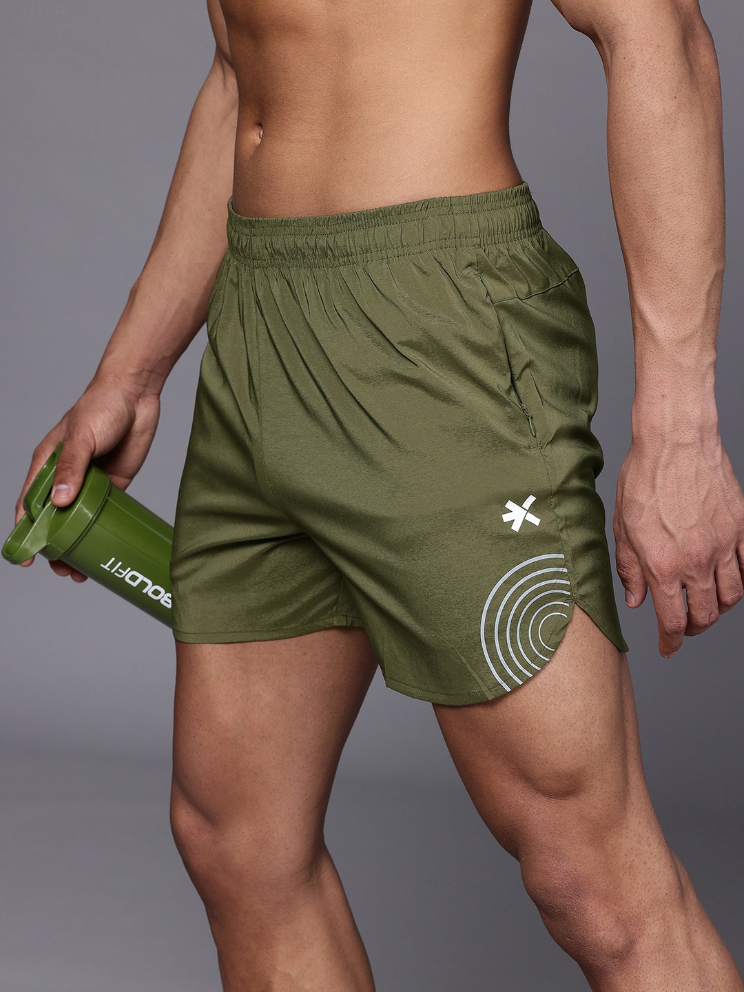 

HRX by Hrithik Roshan Men Rapid-Dry Running Sports Shorts, Olive