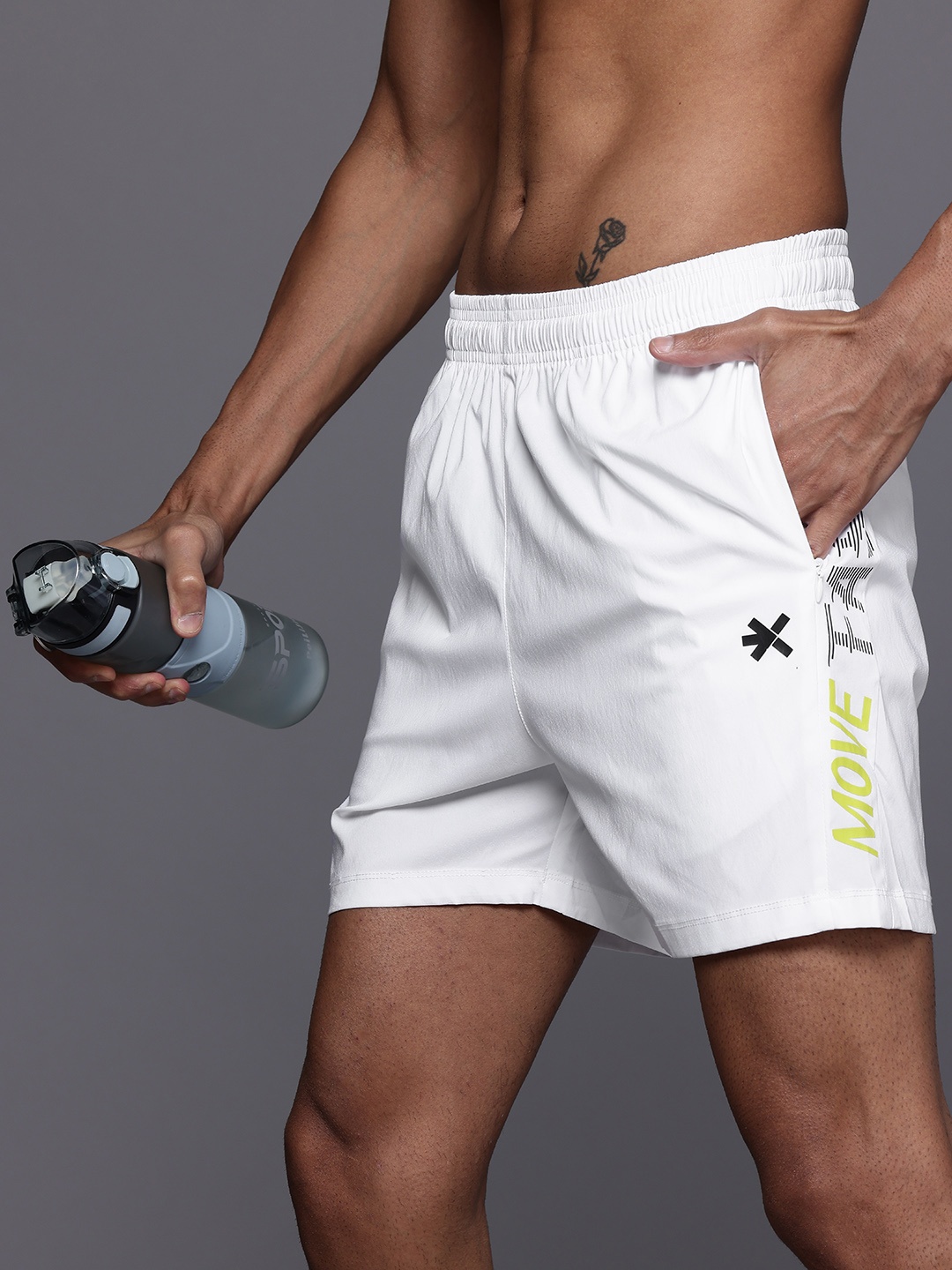 

HRX by Hrithik Roshan Men Printed Running Shorts, White