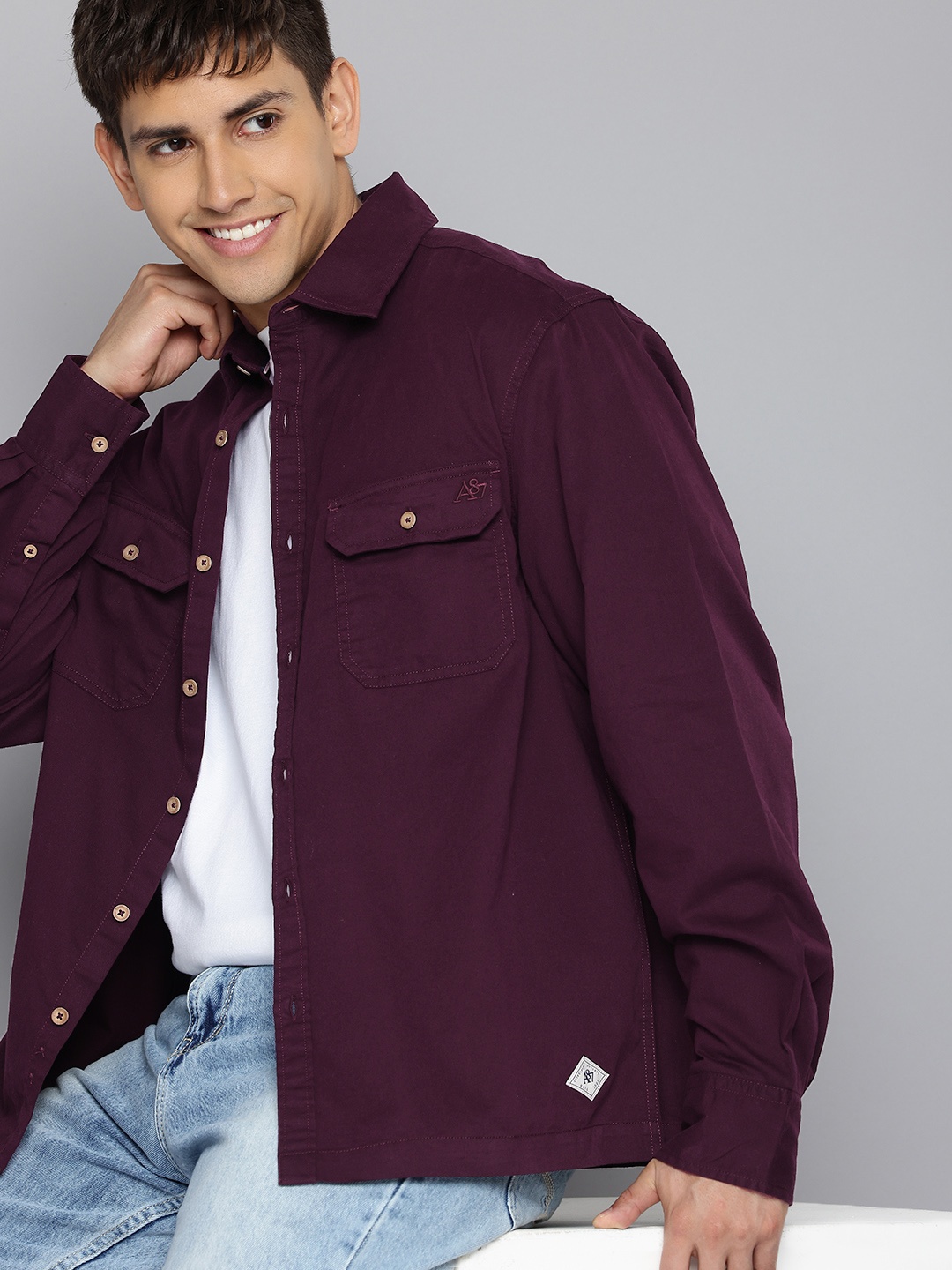 

Aeropostale Pure Cotton Opaque Casual Shirt, Burgundy