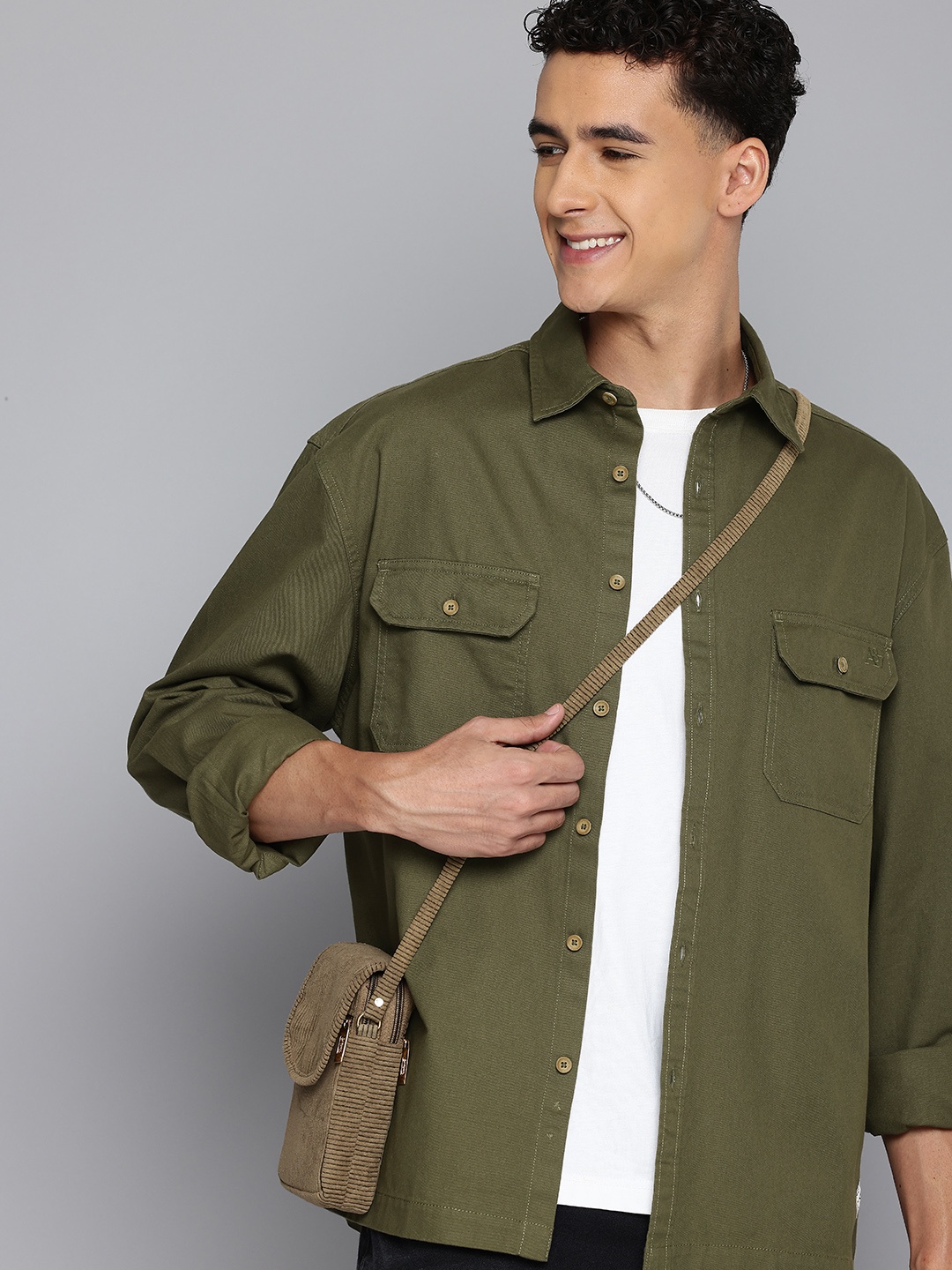 

Aeropostale Pure Cotton Opaque Casual Shirt, Olive