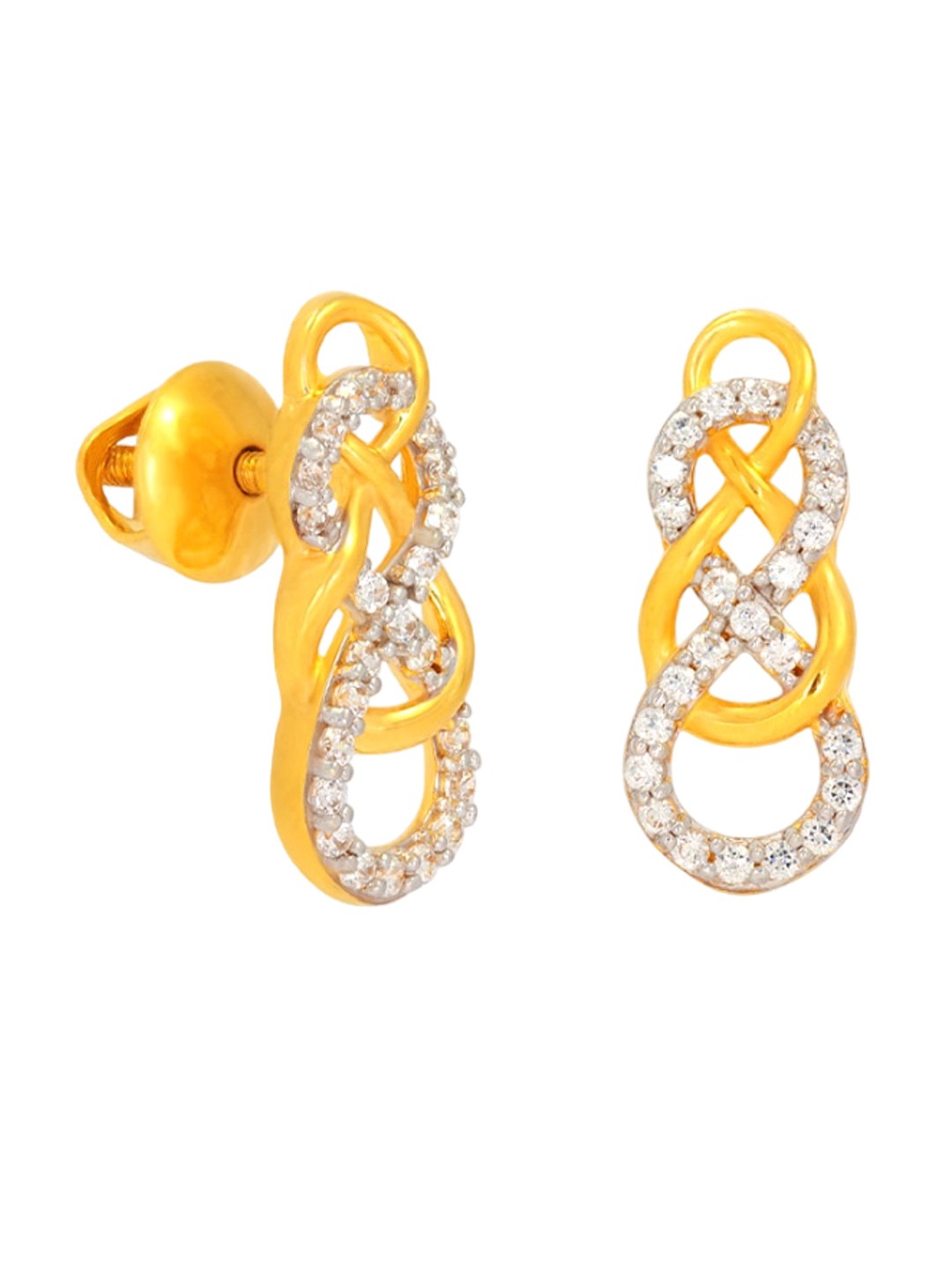

BHIMA 22K Hallmark 916 Purity Yellow Gold Dual Infinity Stone Stud