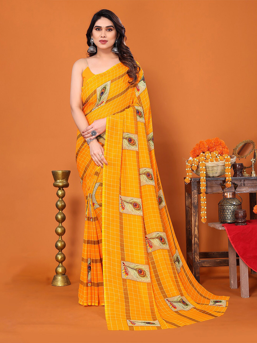 

ANAND SAREES Ethnic Motifs Printed Saree, Yellow