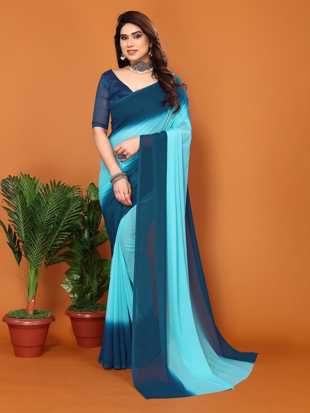 

ANAND SAREES Ombre Dyed Saree, Blue