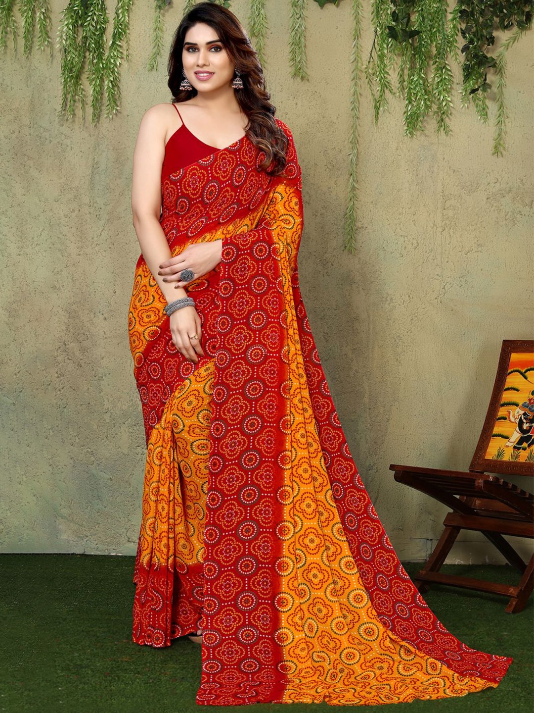 

ANAND SAREES Ethnic Motifs Printed Saree, Red