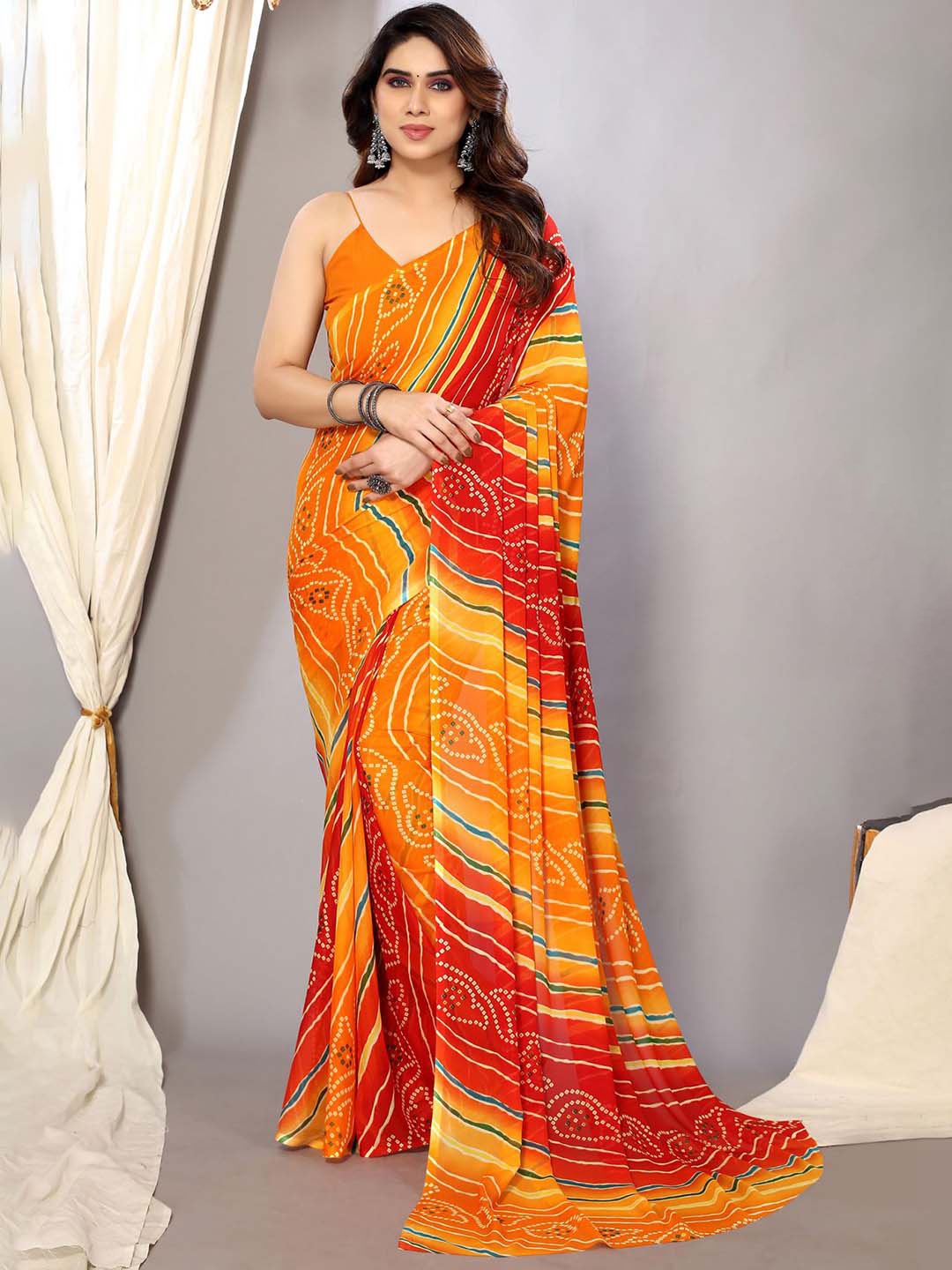

ANAND SAREES Bandhani Printed Saree, Yellow