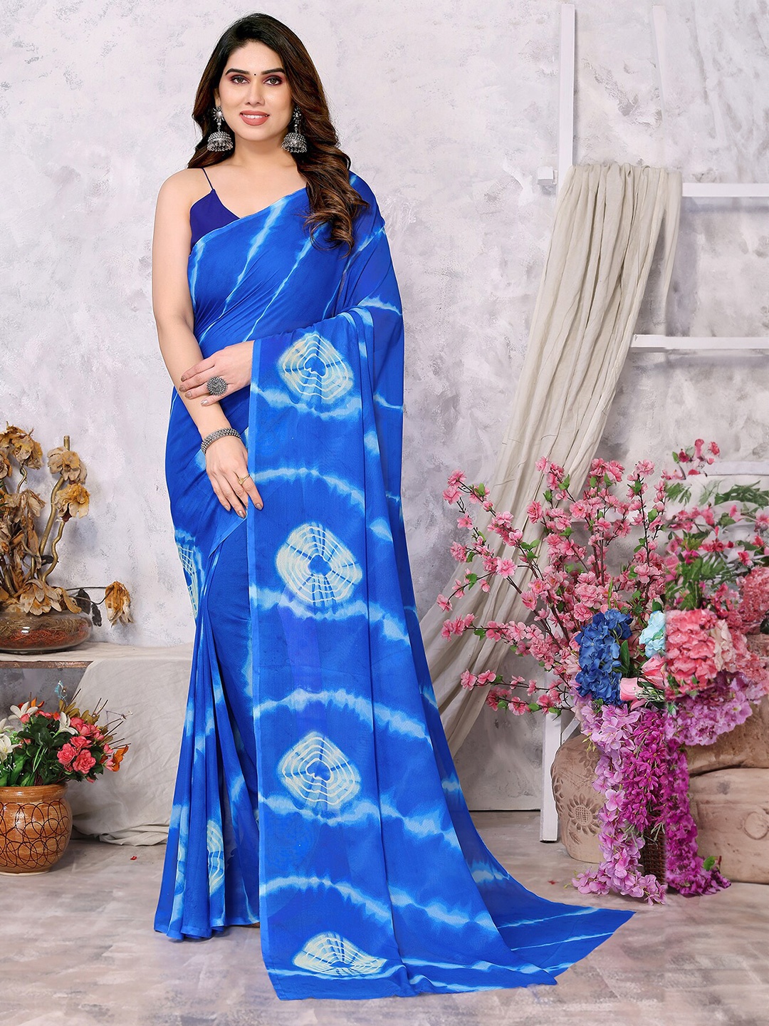 

ANAND SAREES Tie & Dyed Saree, Blue