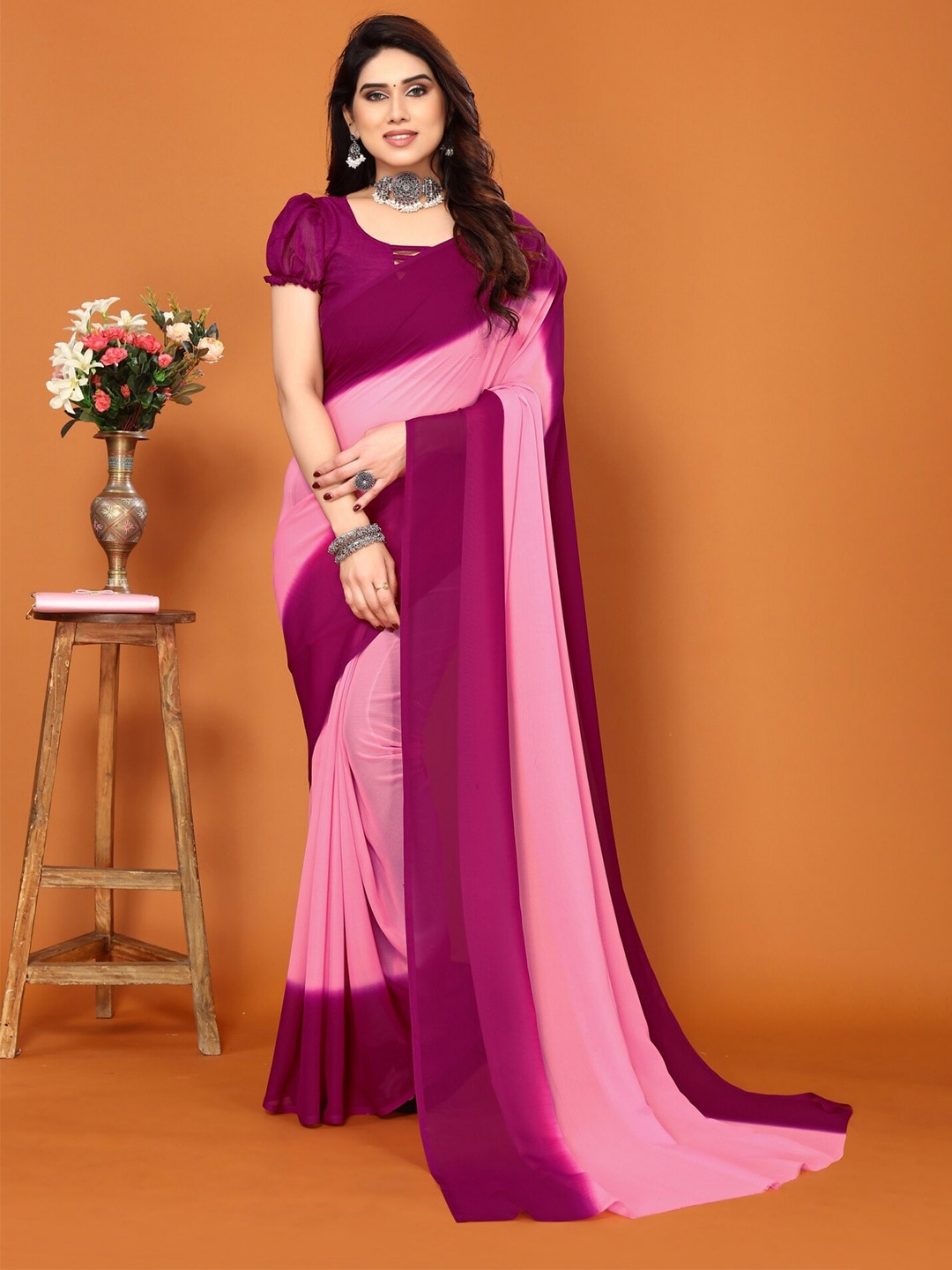 

ANAND SAREES Ombre Dyed Saree, Purple