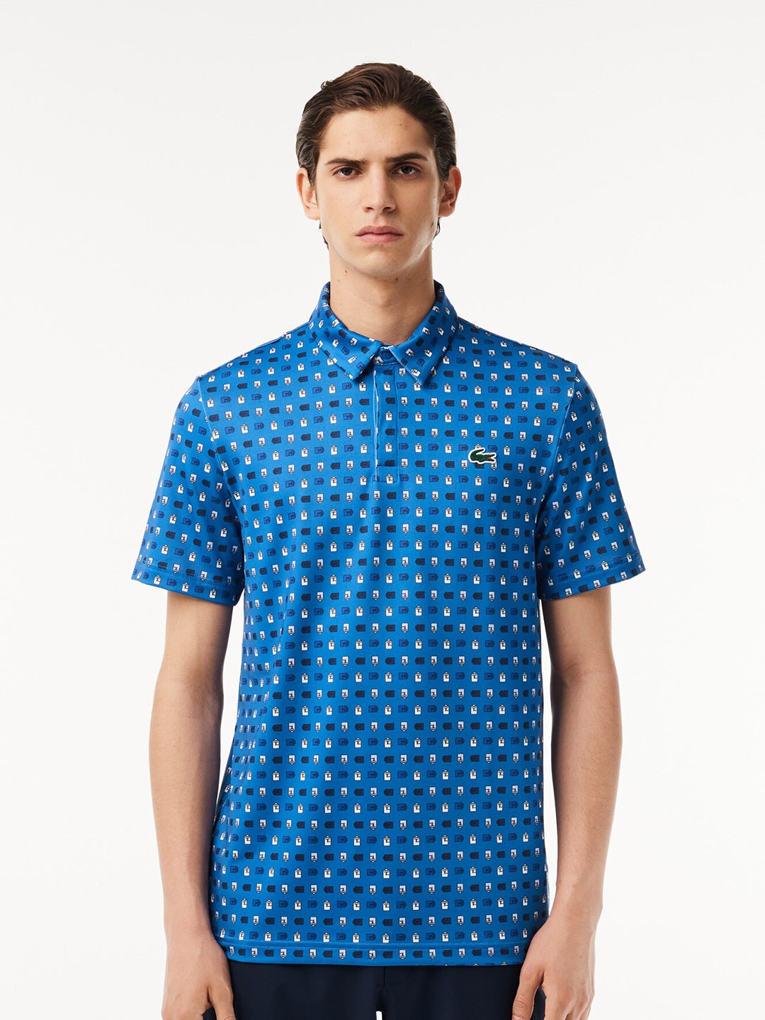 

Lacoste Conversational Printed Polo Collar T-Shirt, Blue