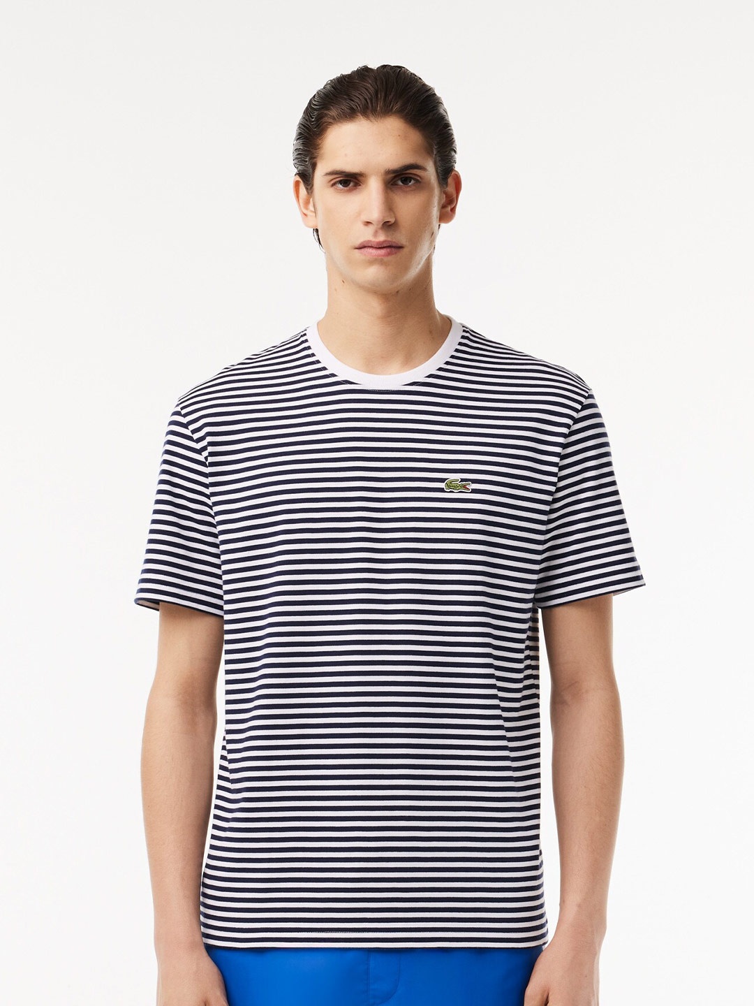 

Lacoste Striped Pure Cotton T-Shirt, Blue