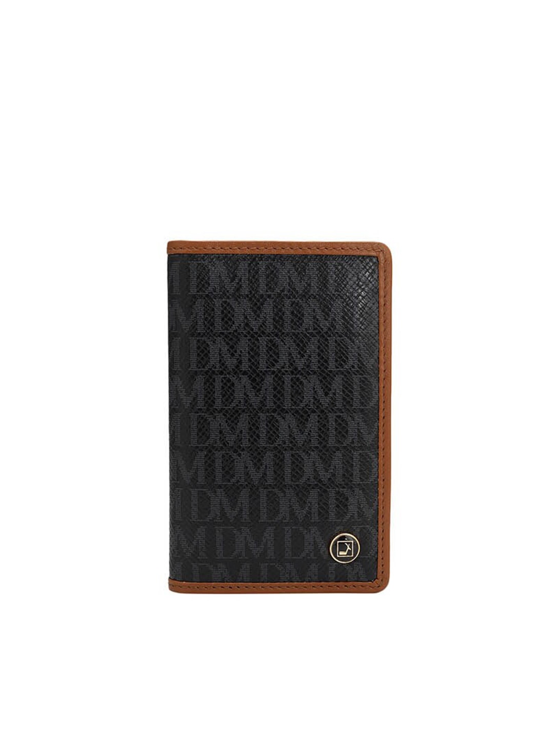 

Da Milano Unisex Typography Printed Leather Two Fold Wallet, Black