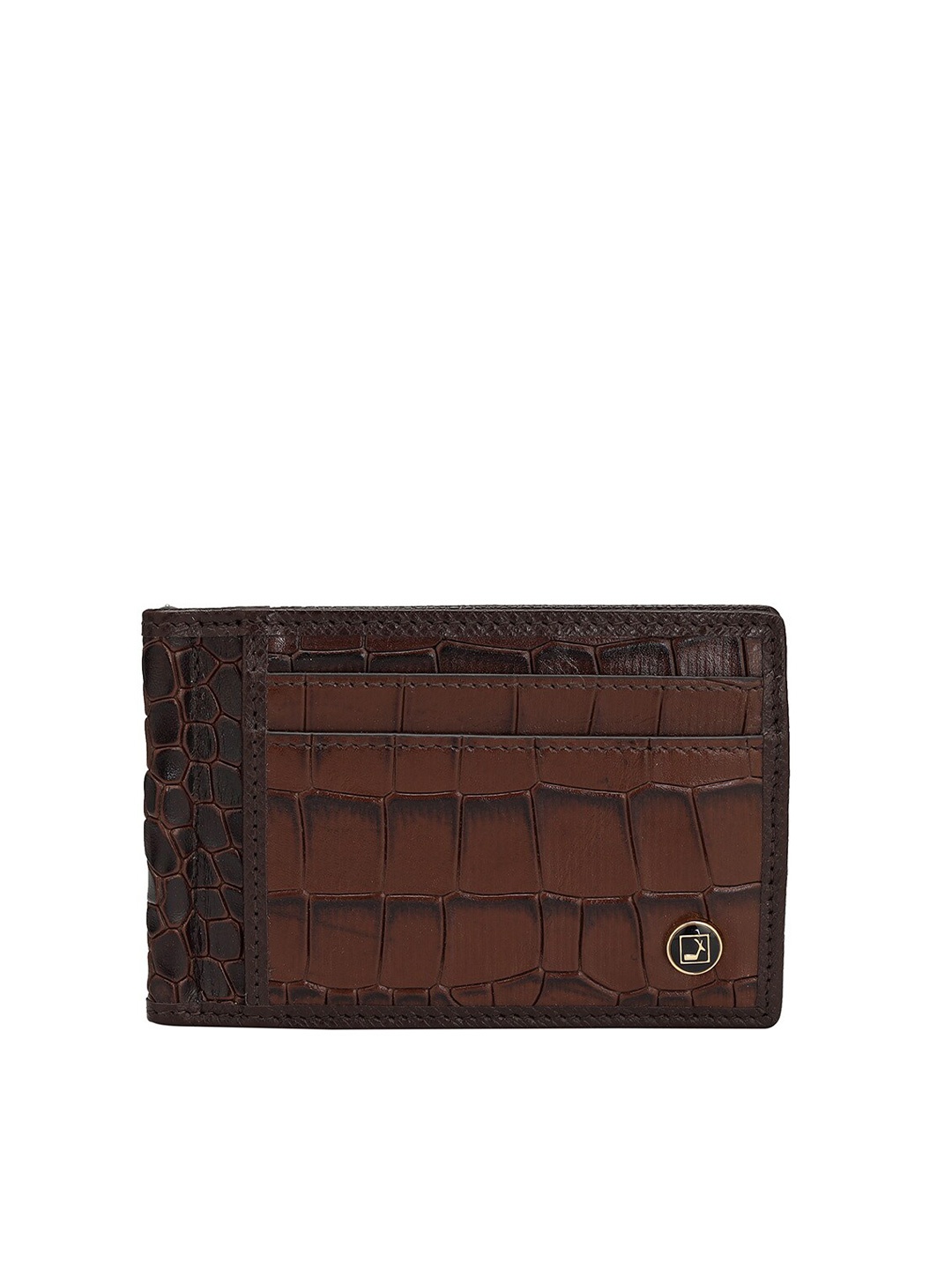 

Da Milano Men Textured Leather Two Fold Wallet, Brown