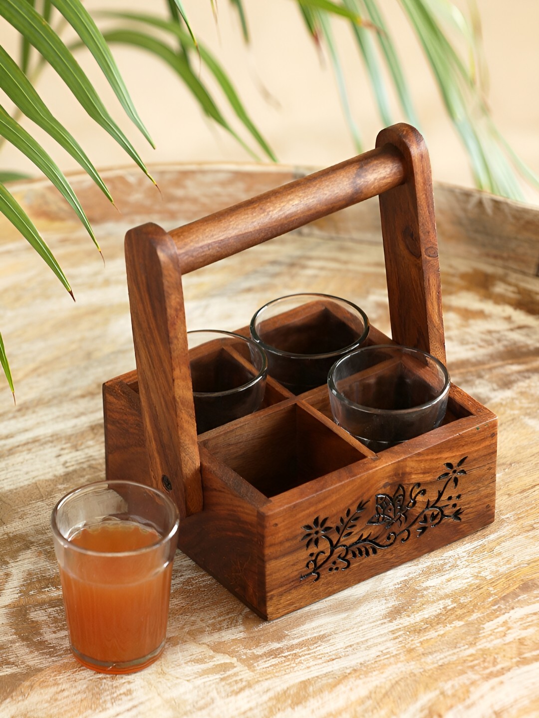 

ExclusiveLane Transparent 5Pcs Tea Glasses With Holder