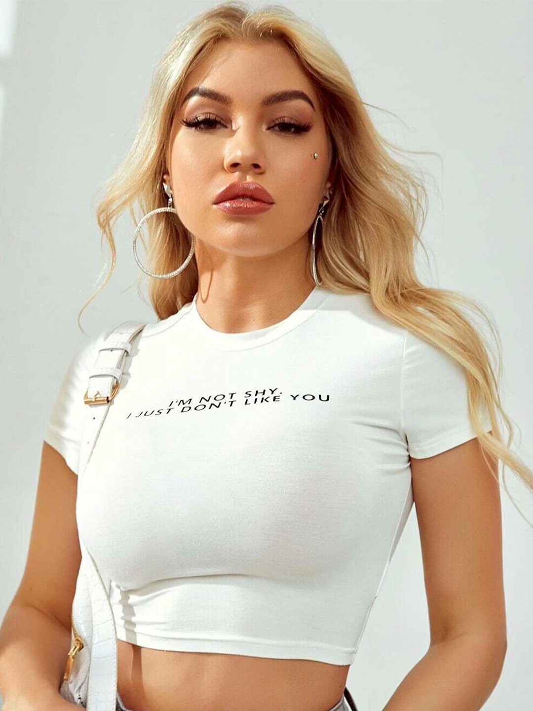 

Stylecast X Slyck Typography Printed Crop Top, White