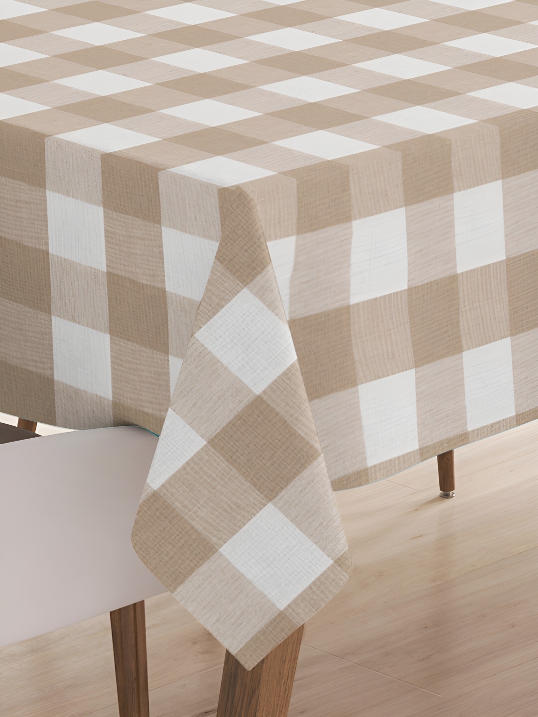 

Encasa Homes Beige Geometric Printed Cotton 4-Seater Table Cover