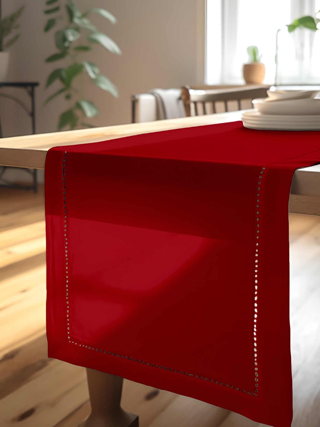 

Encasa Homes Red Pure Cotton Table Runner