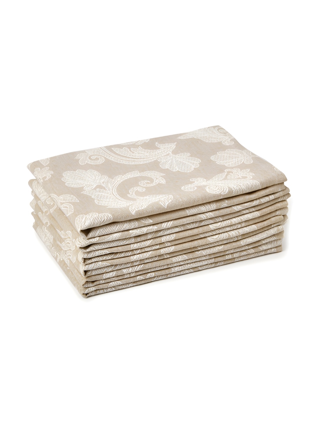 

Encasa Homes Beige & White Ethnic Motifs Printed 6 Pcs Pure Cotton Table Napkins